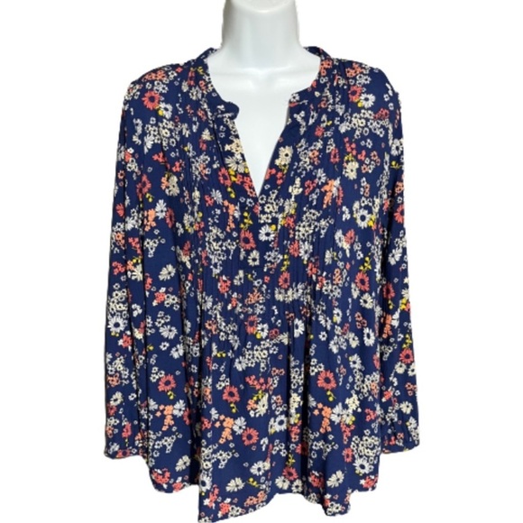Old Navy Blue Floral Blouse Size XL - Picture 1 of 7